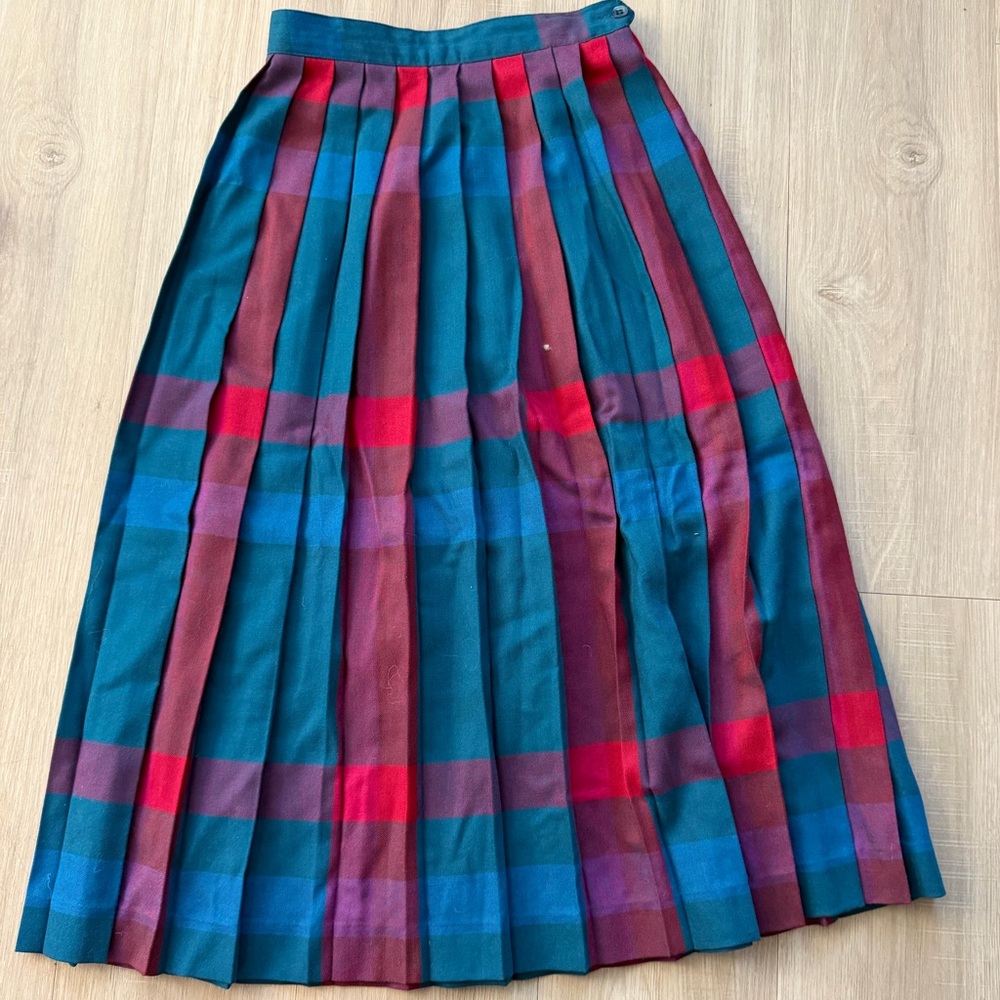 Vintage Claiborne Multicolor Plaid A-Line Skirt